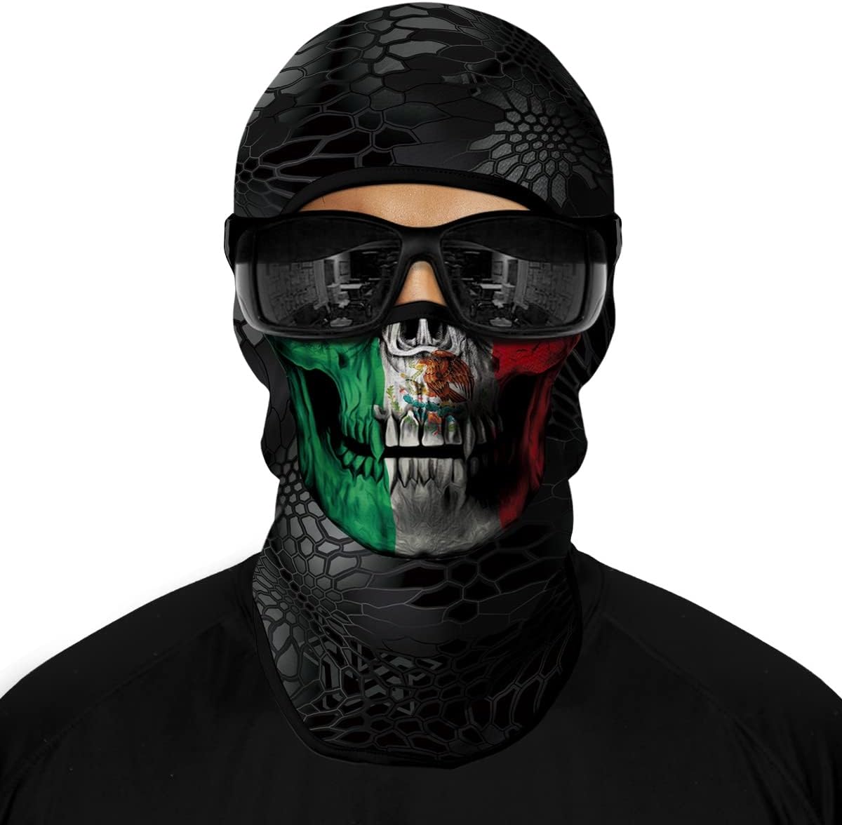 3D Skull Ski Mask for Halloween, Red Plume Design