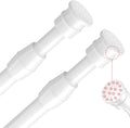 Set of 2 White Tension Rods: Easy Install, No Drilling Needed!
