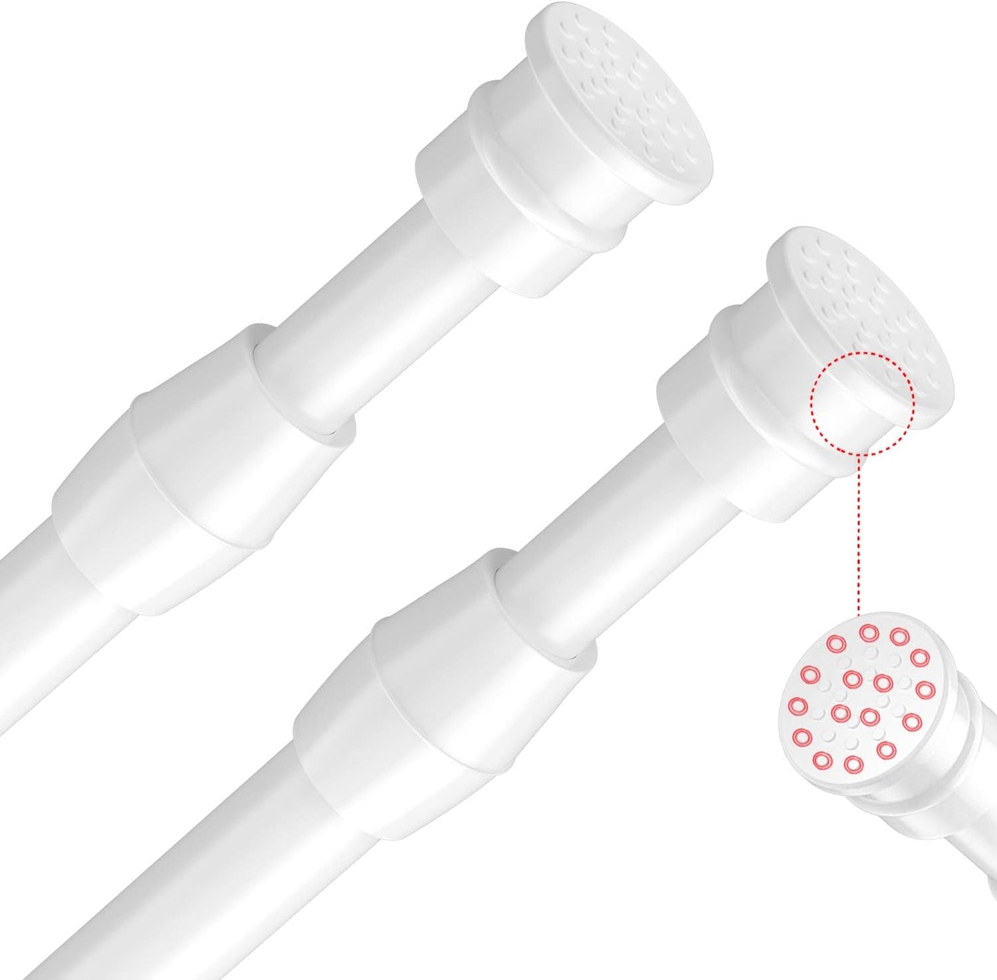 Set of 2 White Tension Rods: Easy Install, No Drilling Needed!