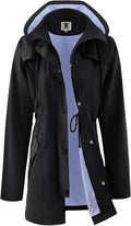 Women's Long Waterproof Rain Jacket with Hood - Lightweight