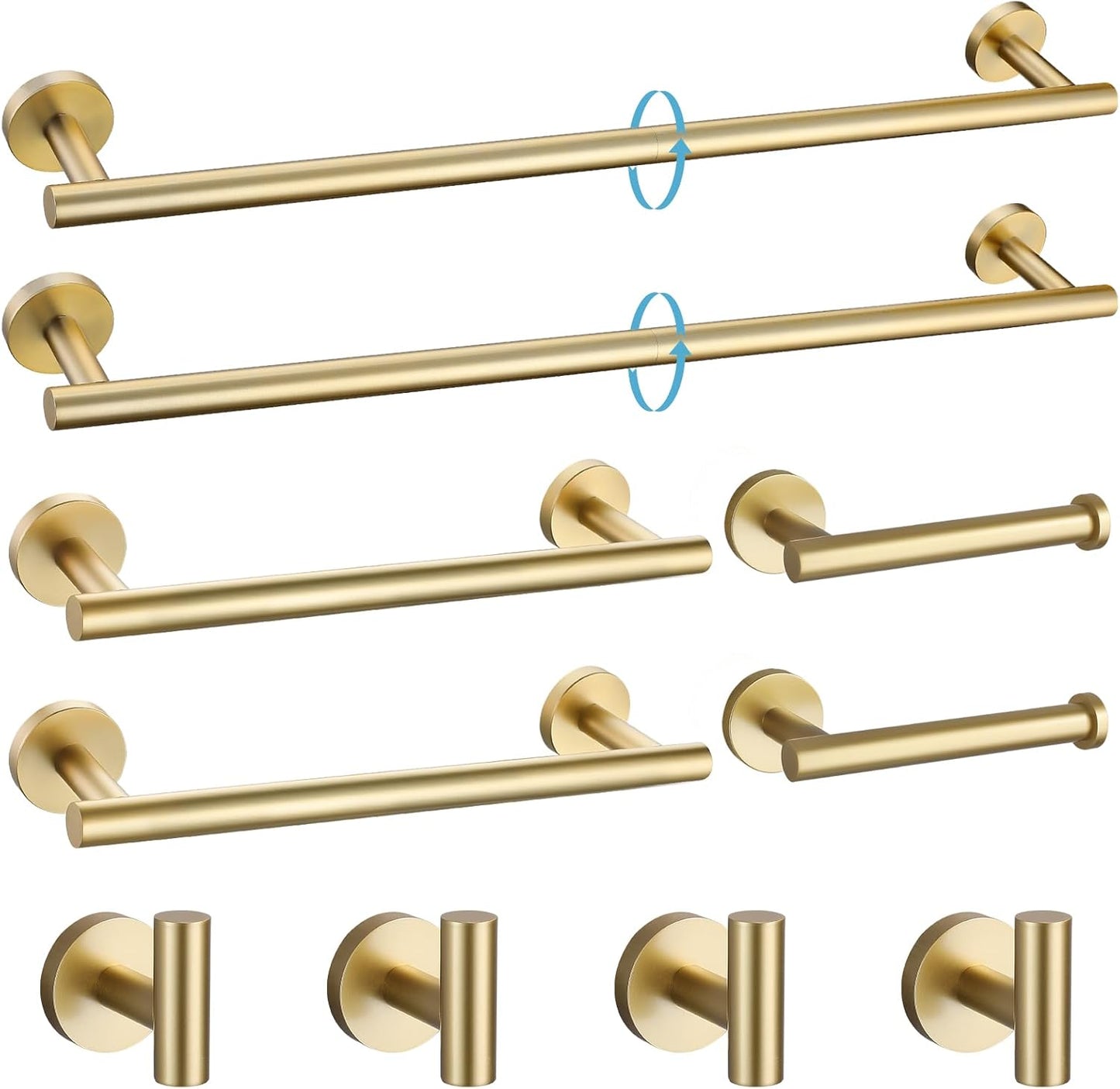 TURS Brushed Gold 10 Pieces Bathroom Hardware Set for Style