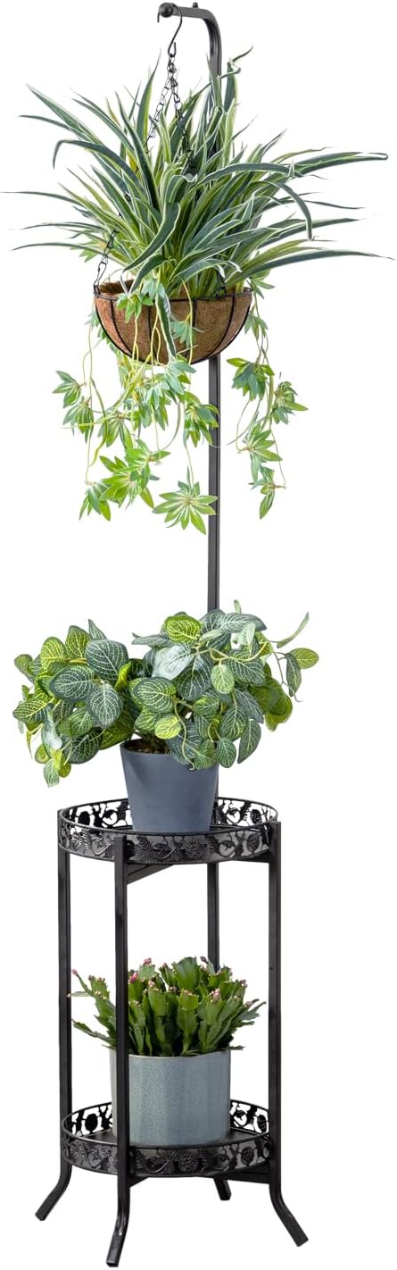 COPREE 2-tier Hanging Plant Stand for Indoor and Outdoor Use
