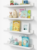 24 Inch Floating Nursery Book Shelves for Wall - Set of 4, White