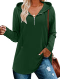 Womens Quarter Zip Tunic Hoodies Pullover Long Hooded Sweatshirt