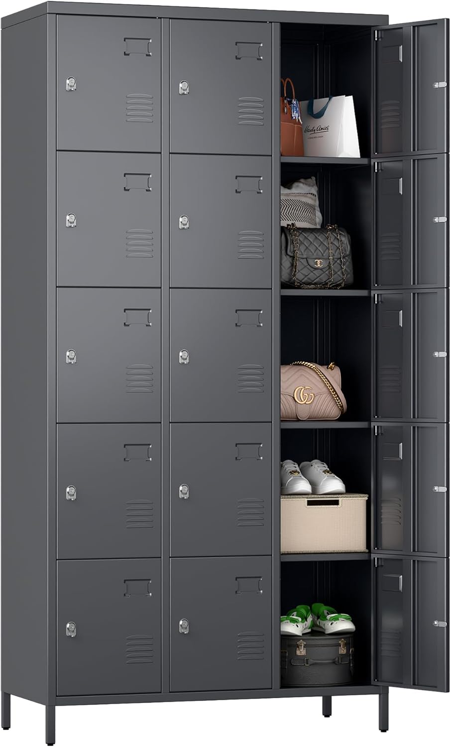 15 Doors Metal Lockers for Employees with Lock and Card Holder