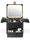 Qislee Makeup Box with Drawer and Detachable Lighted Mirror - Travel