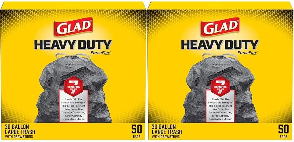 ForceFlexPlus Large Garbage Bags - 30 Gallon, 50 Count Pack