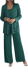 Chiffon 3-Piece Mother of the Bride Pant Suits for Women - Sequined