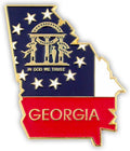 PinMart State Shape Flag Lapel Pin - Georgia Flag Design