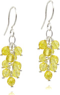 Genuine Gemstone Earrings Cluster Cascade Drop - Citrine Dangle