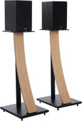 EXIMUS One Pair Fixed Height Speaker Floor Stands - Real Oak