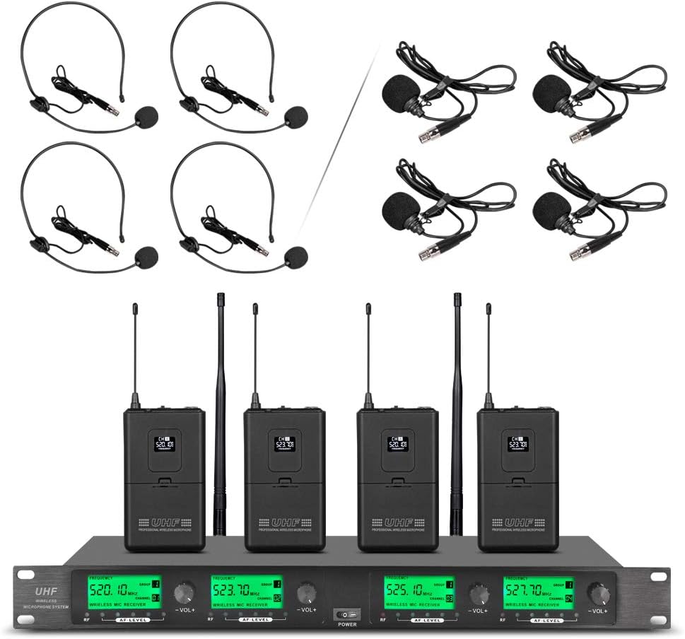 WENWEN Pro UHF Wireless 4 Mic System - Perfect for Karaoke Events!