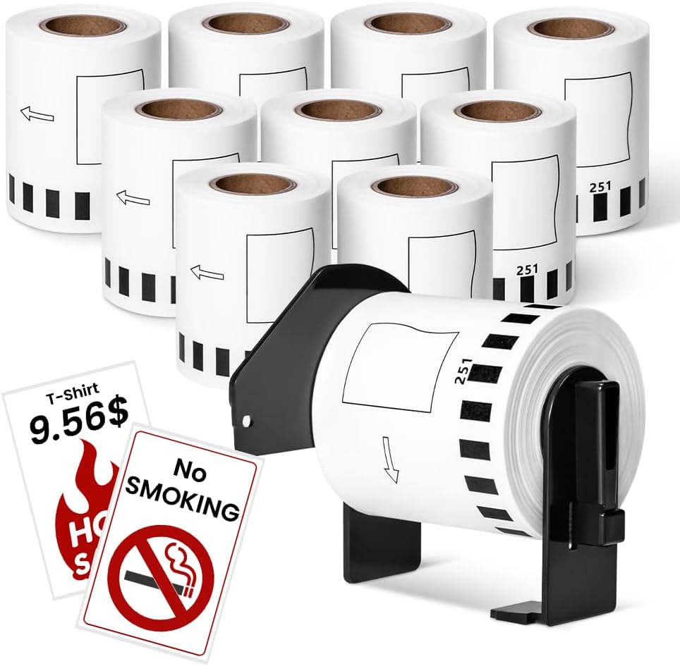 MarkDomain DK-2251 Continuous Length Black/Red Label Rolls