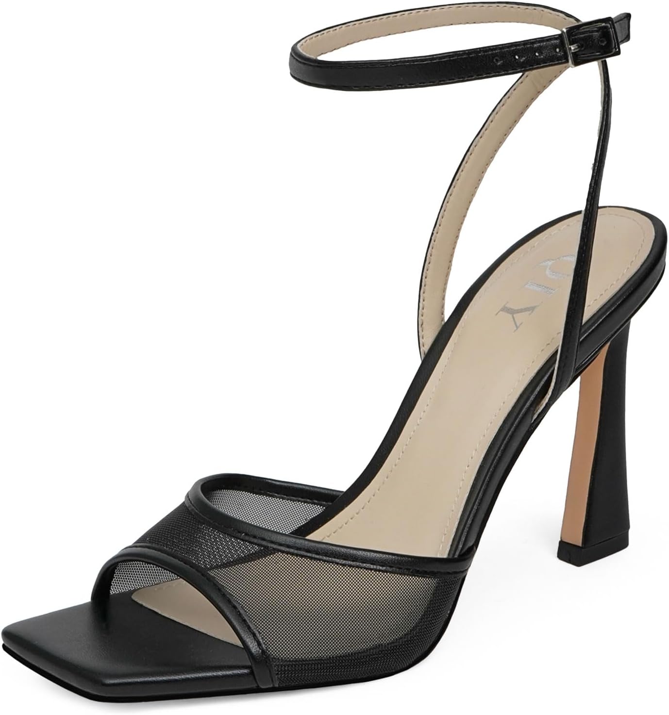 Strappy Heels for Women with Square Toe and Ankle Strap Design