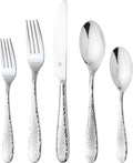 Hammered Silverware Set 60-Piece Flatware Service for 12 - Heavyweight