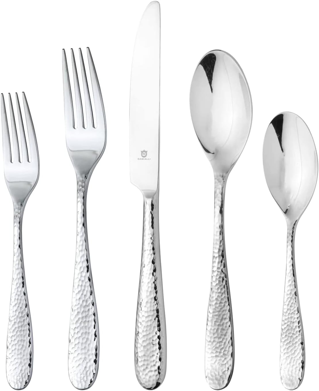 Hammered Silverware Set - Premium 18/10 Stainless Steel Flatware