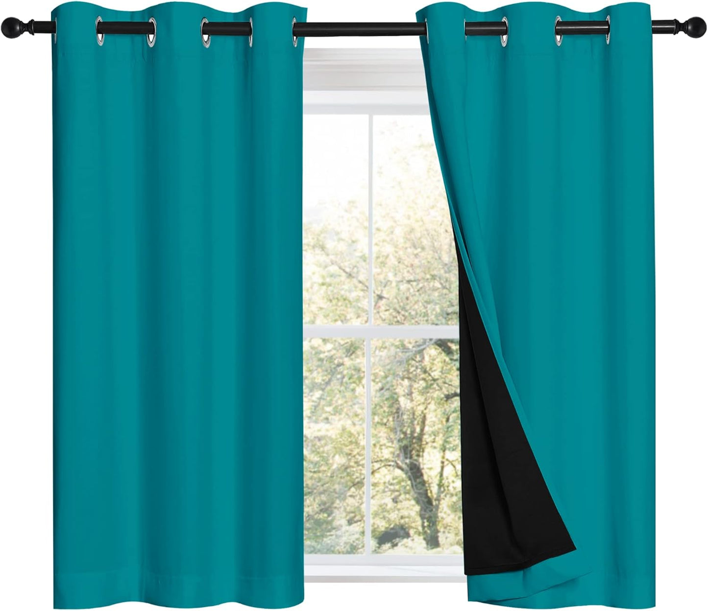 NICETOWN Peacock Teal Blackout Curtains for Small Windows