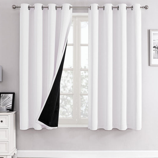 ChrisDowa White 100% Blackout Curtains for Total Darkness