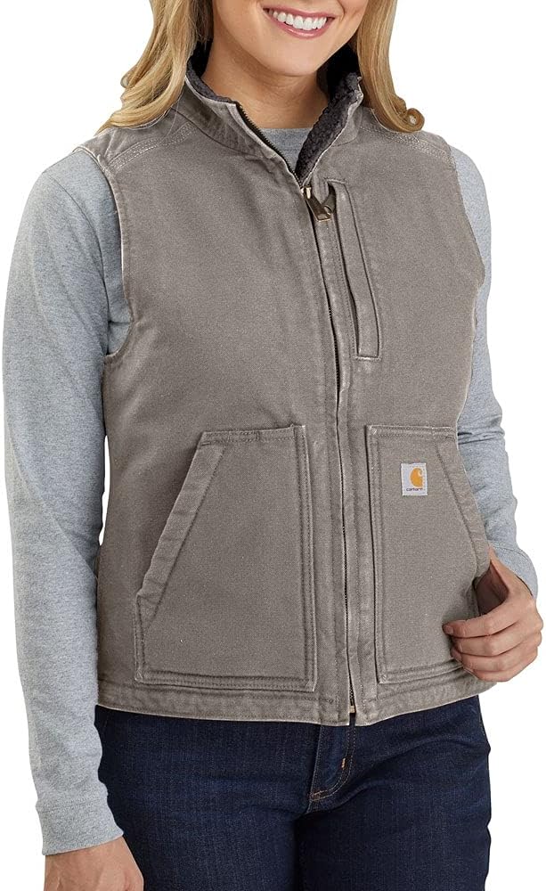 Carhartt Women's Washed Duck Mock Neck Vest - Sherpa Lined