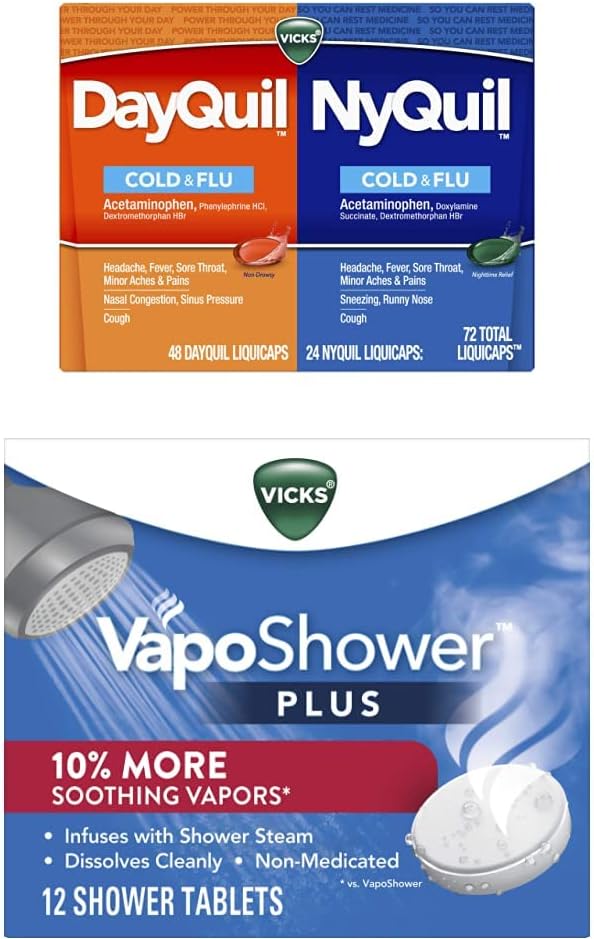 Vicks VapoShower Plus and LiquiCaps for Cold Relief Bundle