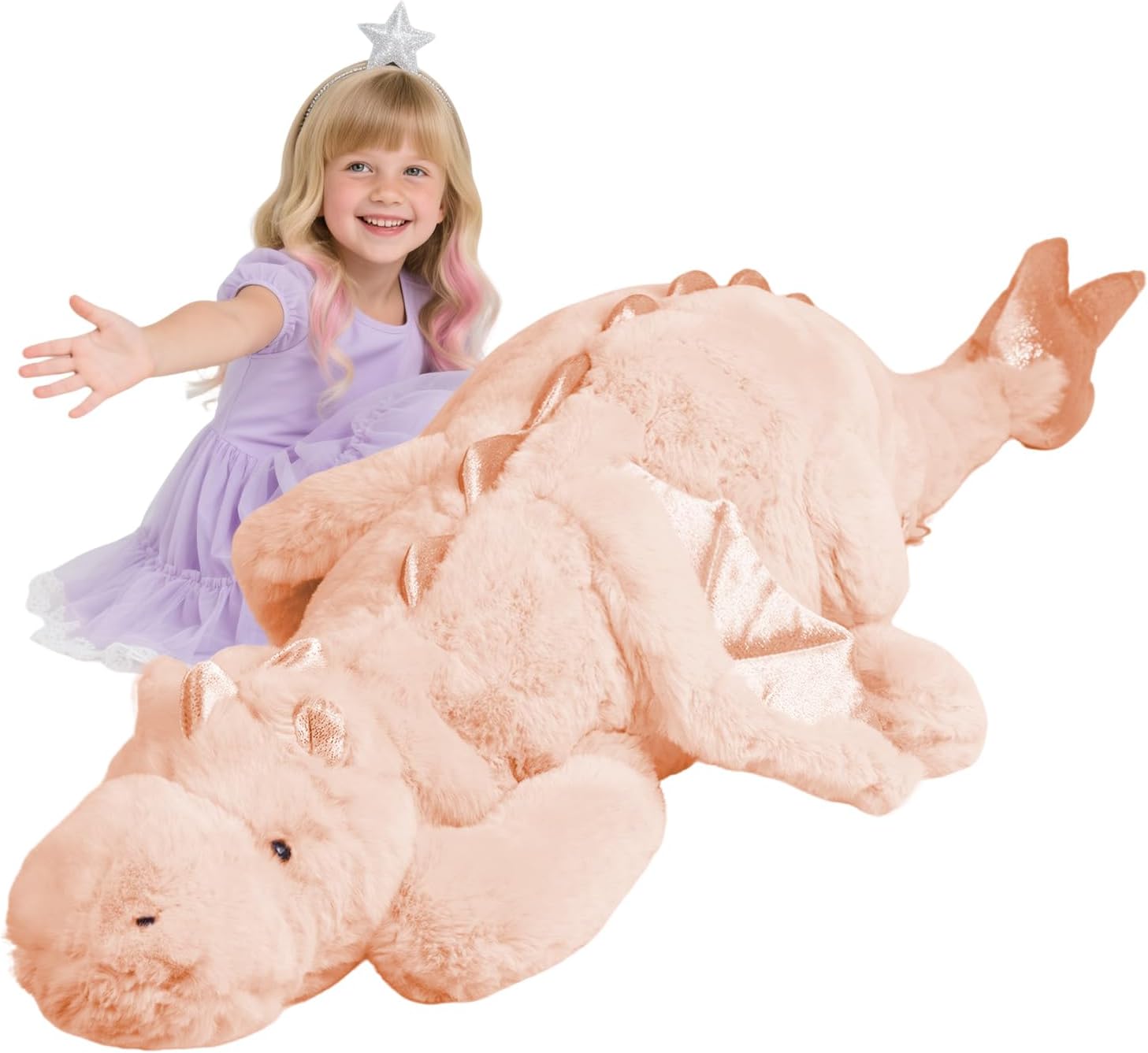 Giant 52in Big Pink Dragon Plush Toy for Cuddly Comfort