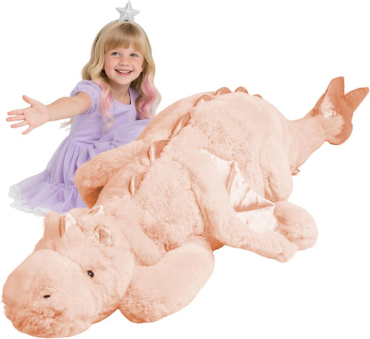 Giant 52in Big Pink Dragon Plush Toy for Cuddly Comfort