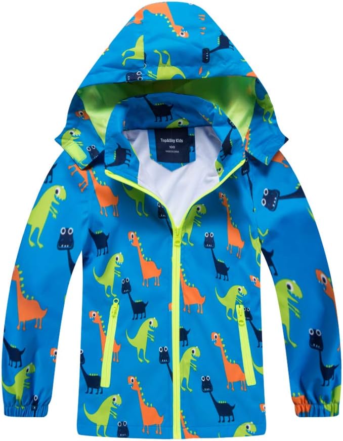 Boys Rain Jacket with Detachable Hood for Active Kids