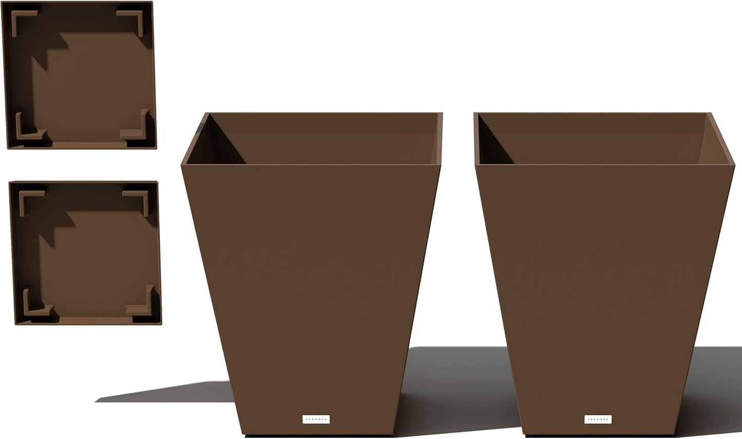 Veradek Nobleton Wide Square Planter Set for Indoor and Outdoor Use