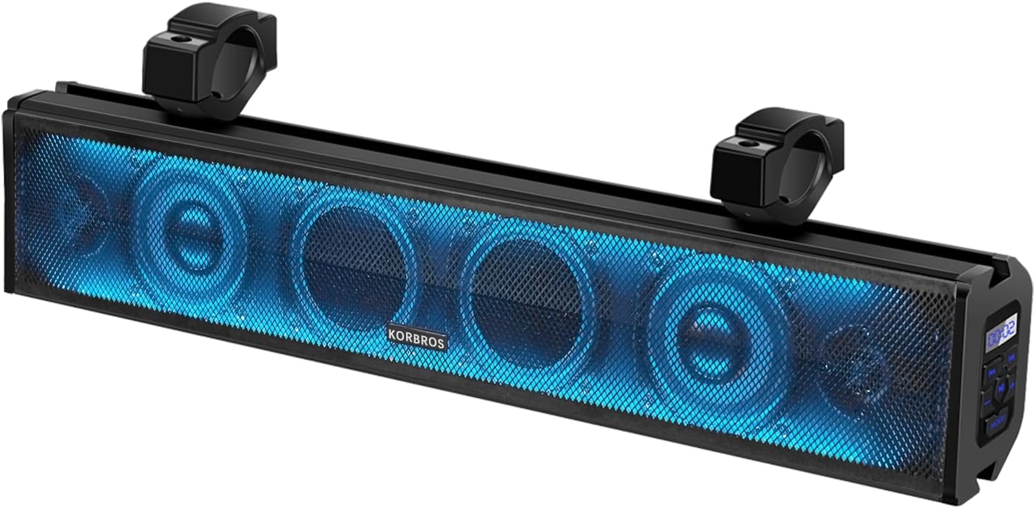 KORBROS UTV Sound Bar - 26 Inch with Bluetooth & Lighting