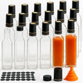Hot Sauce Bottles 18-Pack 8.5oz Glass with Caps - Leak-Resistant Set