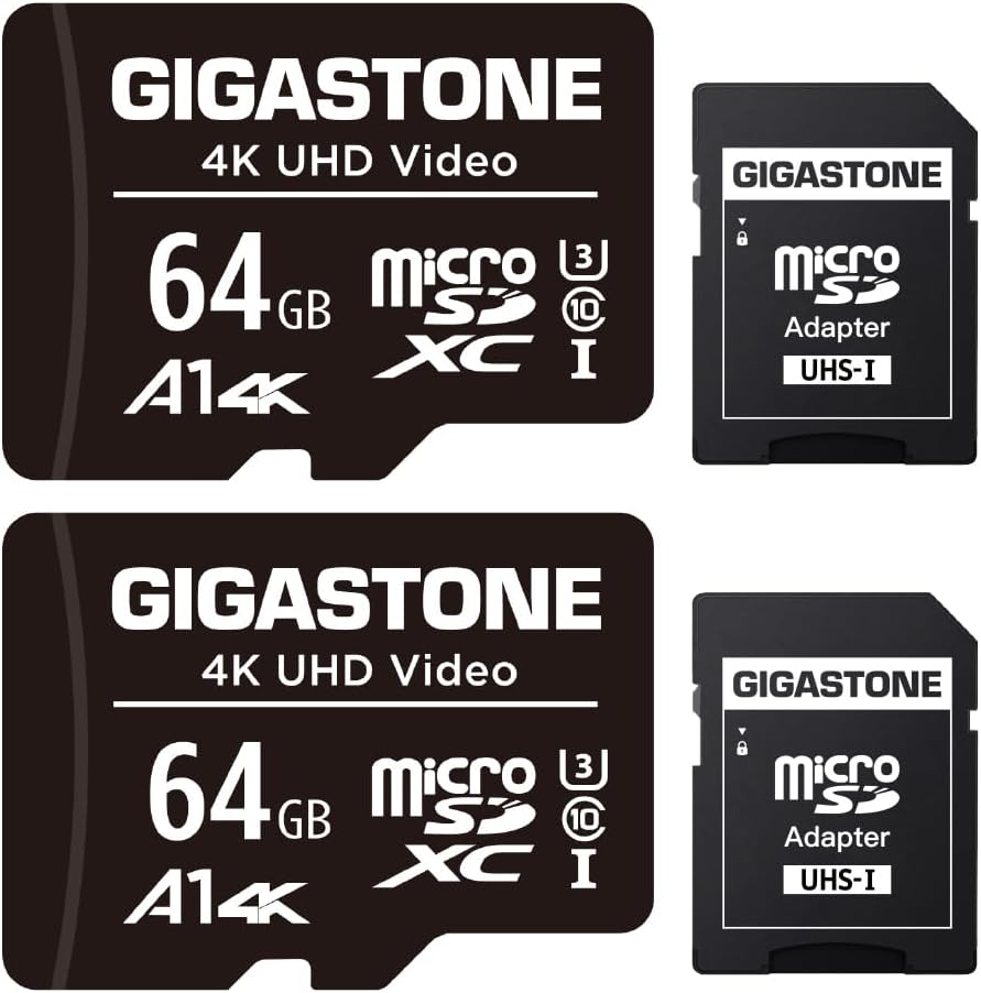 Gigastone 64GB 2-Pack Micro SD Cards - 4K UHD Video Capture!