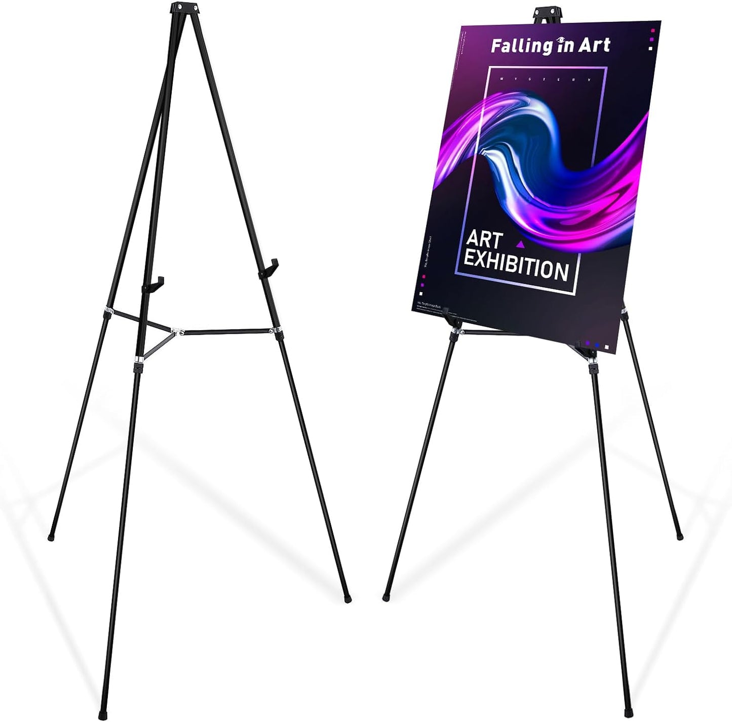 66 in High Black Aluminum Display Easel Stand for Presentations
