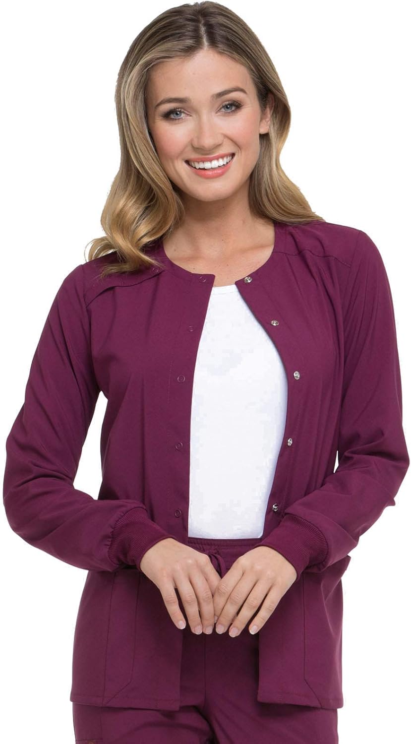 Dickies Scrub Jackets For Women - Snap Front Warm-up Jacket