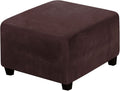 Square Ottoman Cover Slipcover - Stretch Velvet Plush Protector