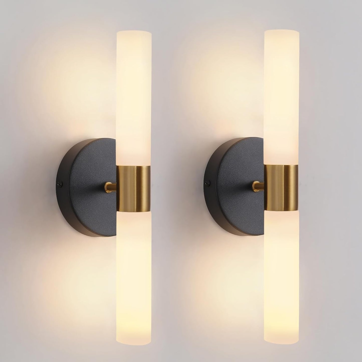Elegant Black and Brass Gold Wall Sconces Set of Two for Home