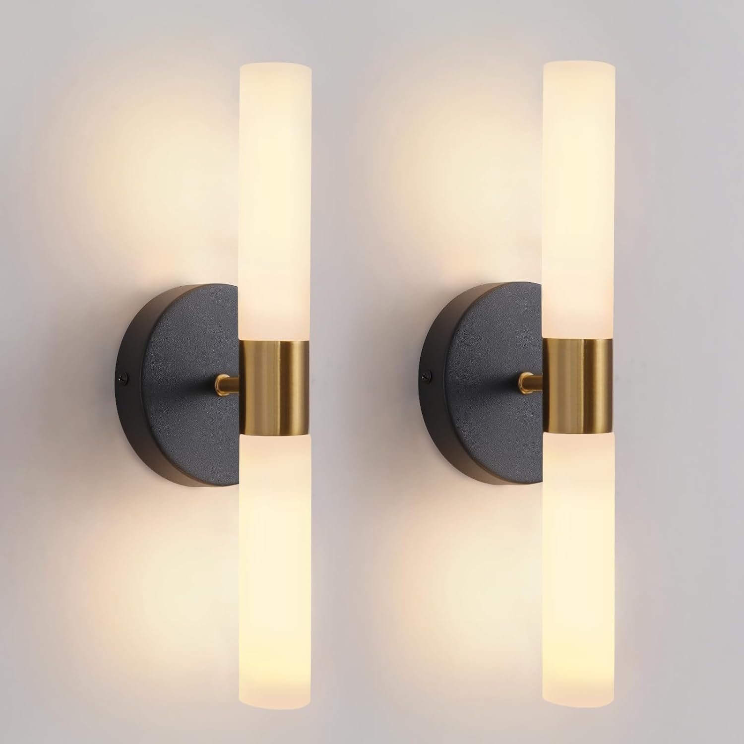 Elegant Black and Brass Gold Wall Sconces Set of Two for Home