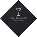 Personalized Black Martini Glass Napkins - Silver Foil - 50 Pcs - Fun Express