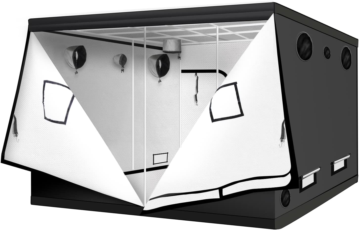 iPower 10x10 Grow Tent: 600D Mylar, Observation Window, Floor Tray