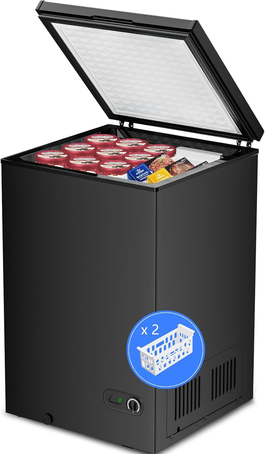 Kismile 3.5 Cubic Feet Chest Freezer for Home and Office Use