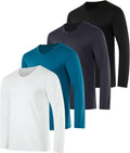 Men's Dry Fit Long Sleeve V-Neck 4 Pack - UPF 50+ Active Tees
