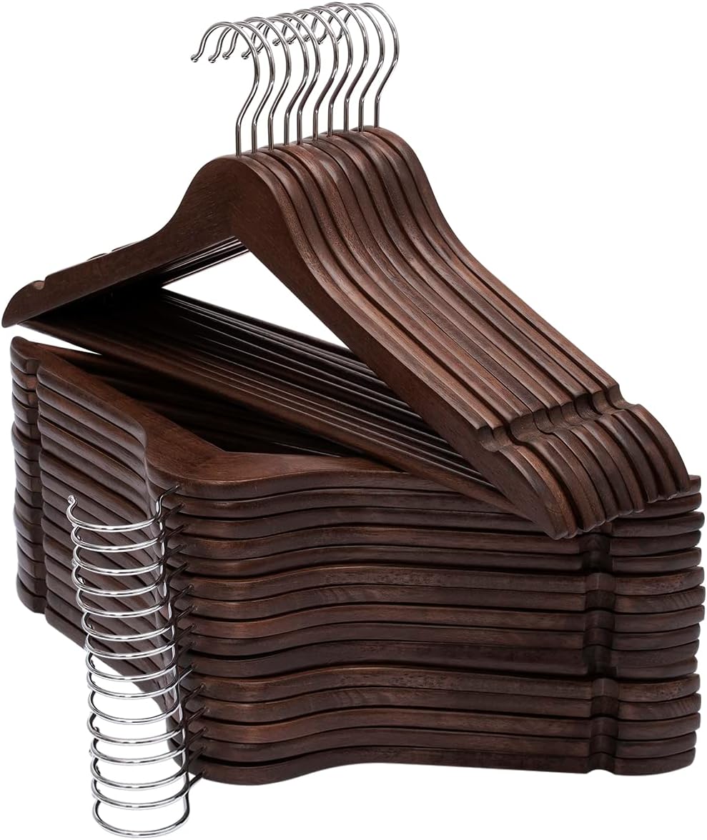 ELONG HOME Wooden Hangers 30 Pack for Suits and Coats