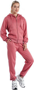 LeeHanTon Sherpa Zipper Womens Sweatsuits Active Jogging Fleece Set
