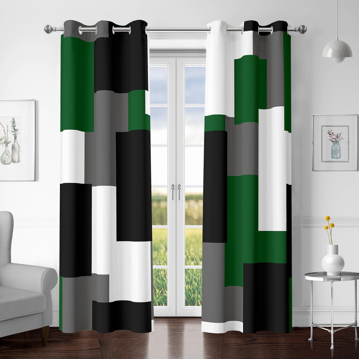 Green 100% Blackout Curtains for Bedroom 72 inch Length Set