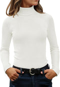 Women's Turtleneck Long Sleeve Ribbed Knit Top - Slim Fitted Comfort