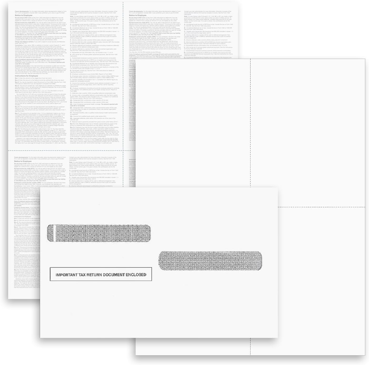 W-2 4-Up Employee Tax Forms for Easy Printing and Use