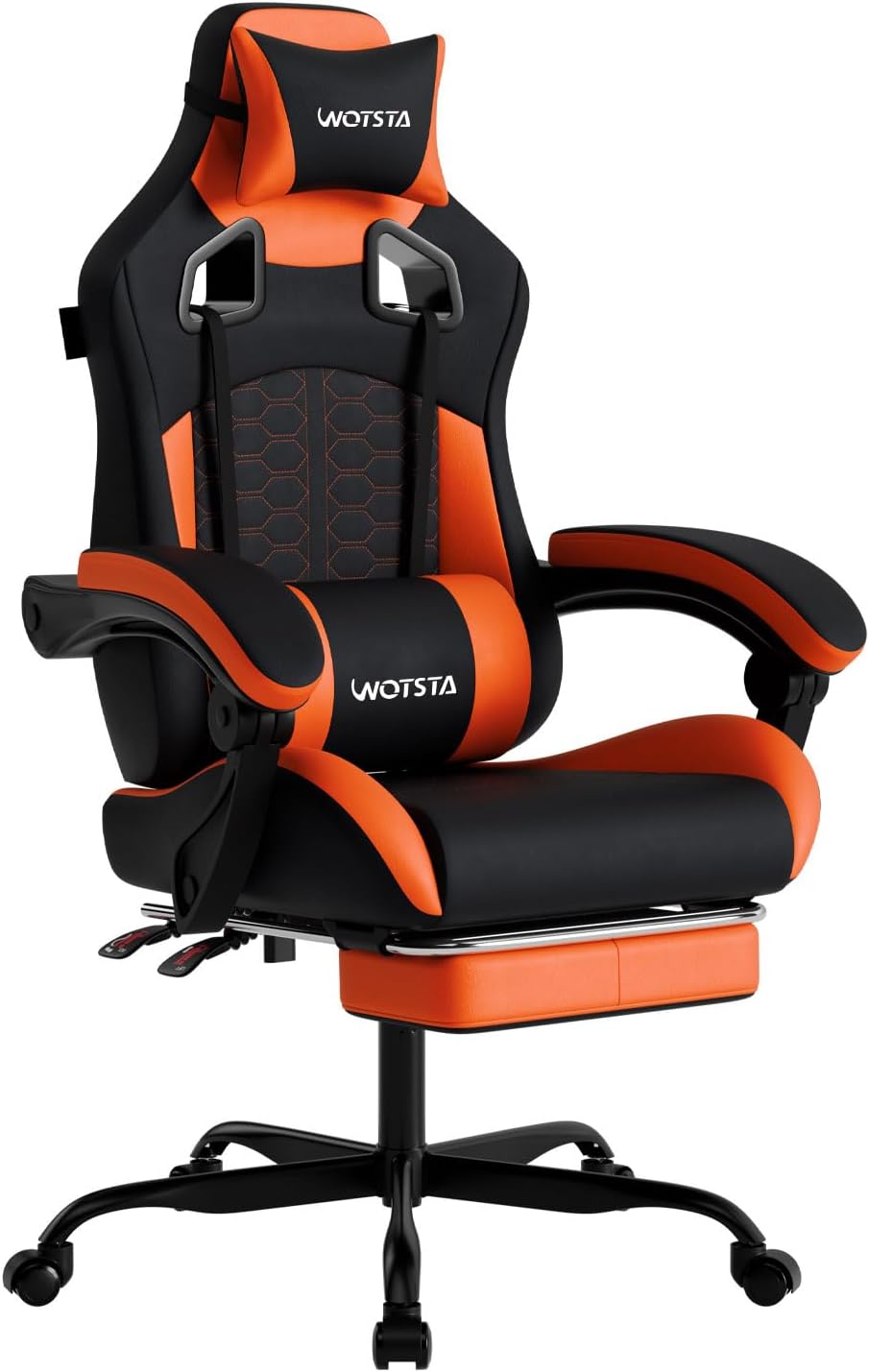 Ergonomic Gaming Chair with Massage and Footrest for Comfort