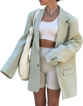 Women Casual Oversized Lapel Blazer - Long Sleeve Work Jacket