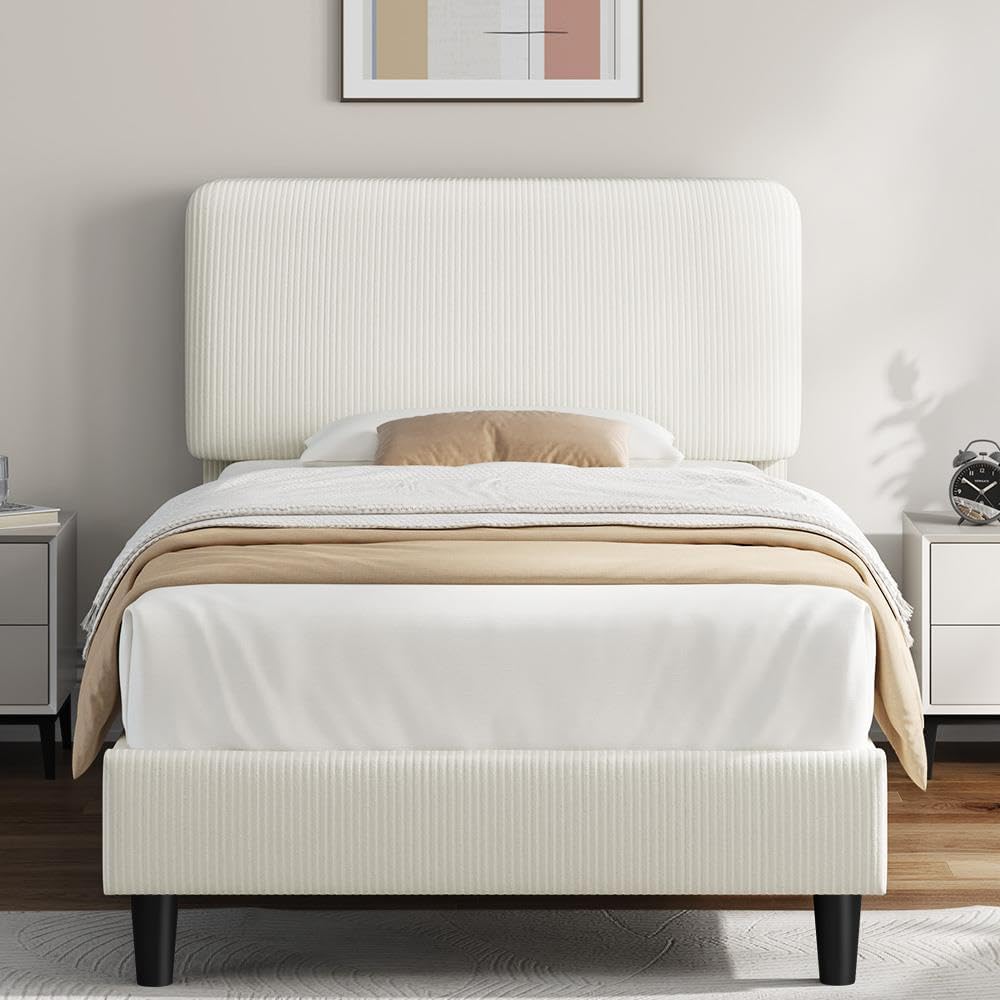 Yaheetech Twin Bed Frame with Adjustable Headboard for Comfort