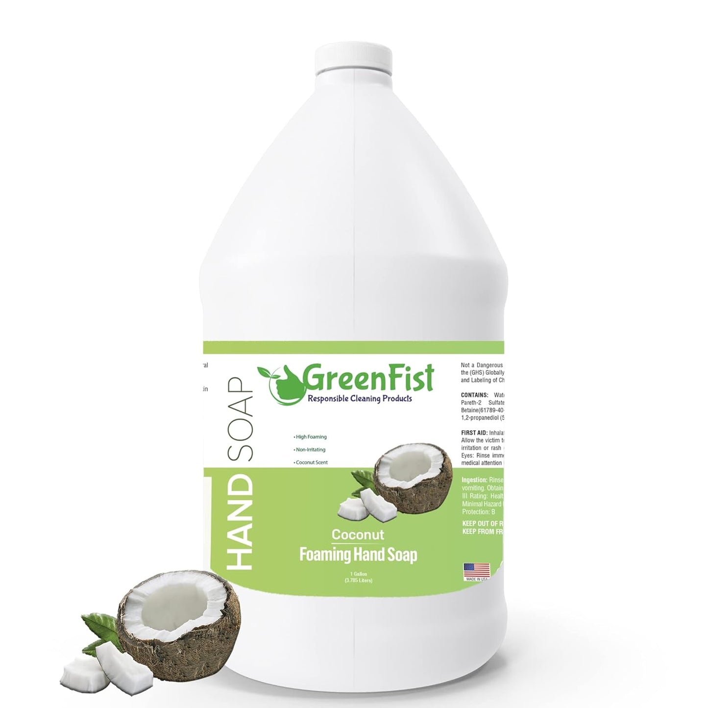GreenFist Foaming Hand Soap Refills Jug Coconut Scent 128 oz