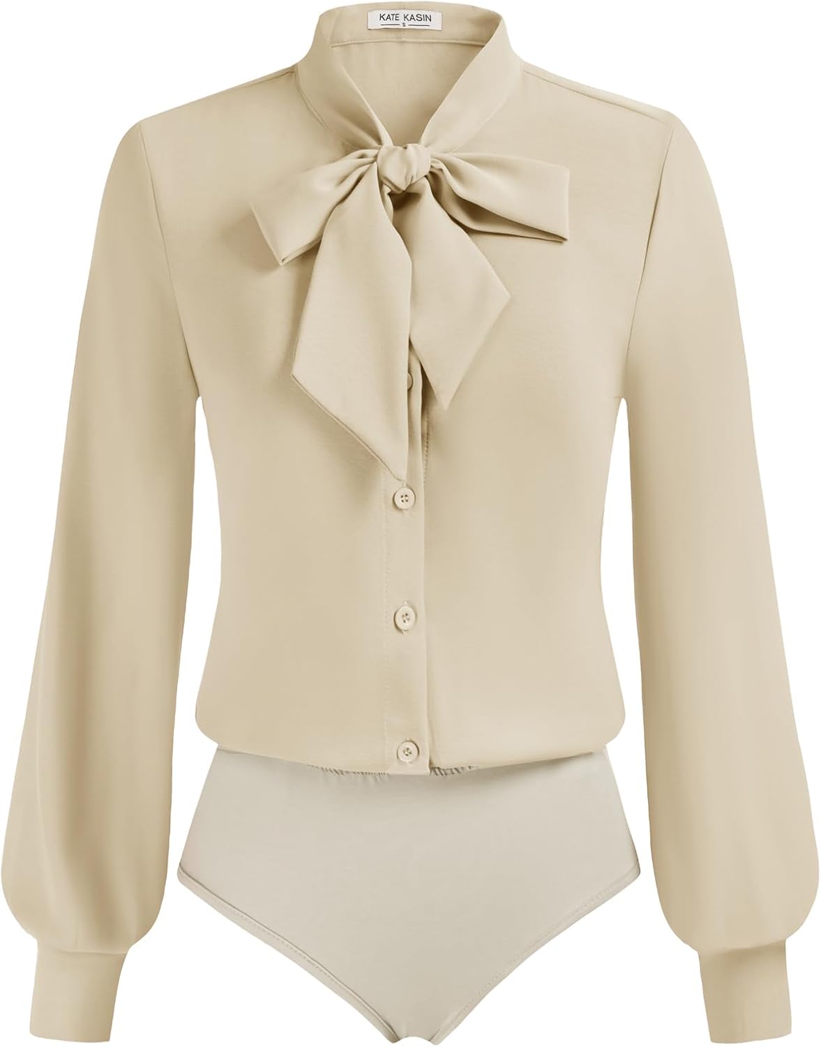 Kate Kasin Women Bow Tie Neck Blouse for Office & Evening Wear